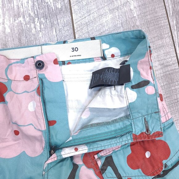 G-Star Mens Rovic Loose Cargo Shorts Size 30 Blue Floral Outdoor Streetwear Y2K - Picture 5 of 9